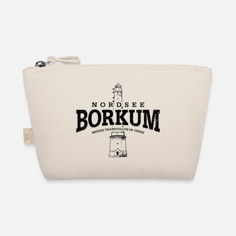 Borkum Nordsee (schwarz oldstyle) - Bio-Täschchen - Natur