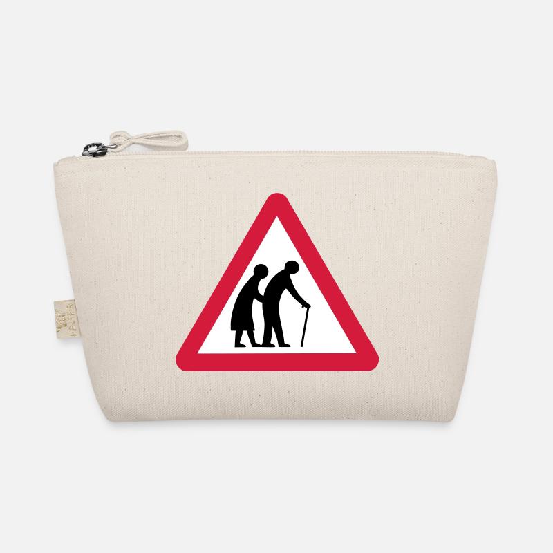 Caution Old People Crossing Traffic Sign - Organic Pouch - nature