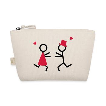 partner shirt couple runs to each other - Organic Pouch - nature - Front