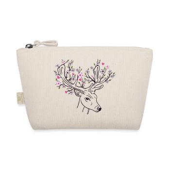 Hirschgeweih Hirsch Blüten Blumen Floral Frühling - Bio-Täschchen - Natur - Vorne