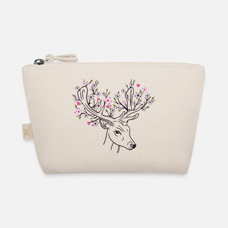Hirschgeweih Hirsch Blüten Blumen Floral Frühling - Bio-Täschchen - Natur