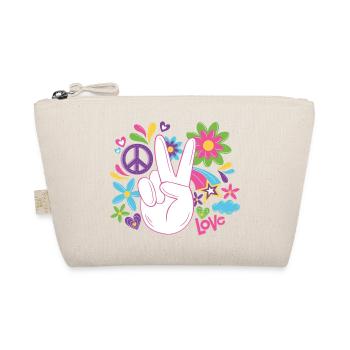 Peace Weltfrieden Flower Power Geschenk 70er Love - Bio-Täschchen - Natur - Vorne