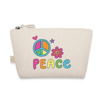 Peace Weltfrieden Flower Power Geschenk 70er Love - Bio-Täschchen - Natur - Vorne