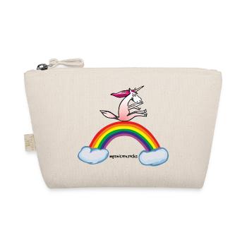 Einhorn auf Regenbogen - Unicorn on rainbow, lgbt - Bio-Täschchen - Natur - Vorne