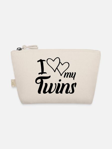 hearts i love my twins - Bio-Täschchen - Natur - Vorne