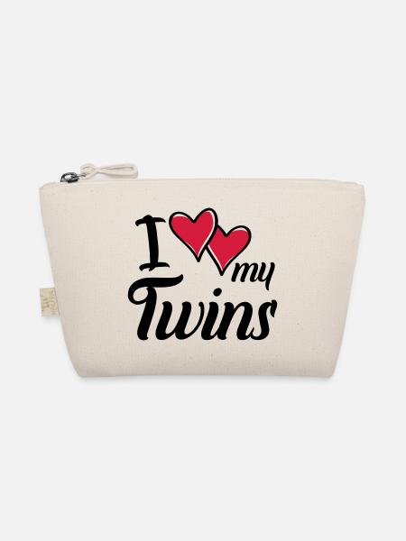 i love my twins hearts - Bio-Täschchen - Natur - Vorne