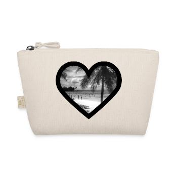 Beach with palm trees / black heart frame - Organic Pouch - nature - Front