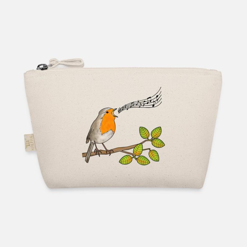 Robin singing, musical notes Organic Pouch
