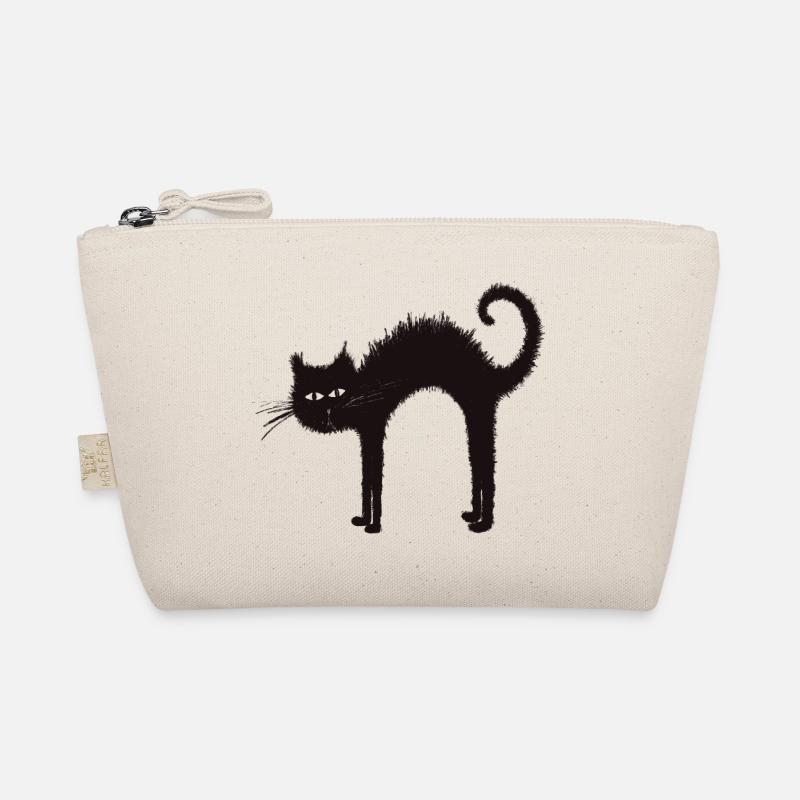 Schwarze Halloween Katze - Bio-Täschchen - Natur