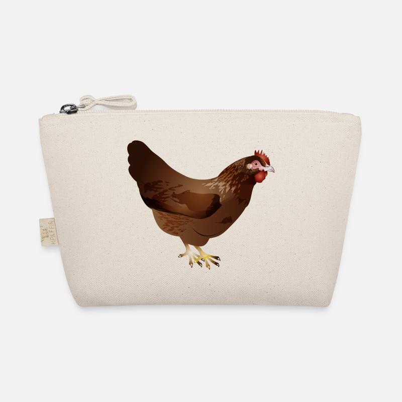 Hand-drawn coloured brown chicken Organic Pouch