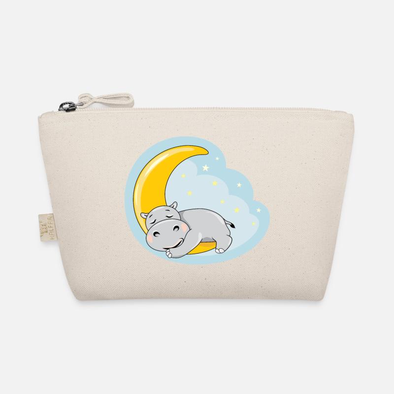 Cute sleeping hippo on the moon Organic Pouch