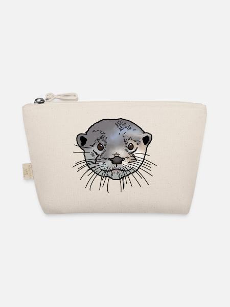 Otter Kopf farbig - Bio-Täschchen - Natur