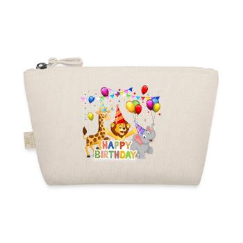Happy Birthday Zoo Animals with Balloons - Organic Pouch - nature - Front