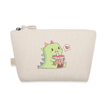 Cute Dino With Rainbow Spikes Enjoying Bubble Tea - Organic Pouch - nature - Front