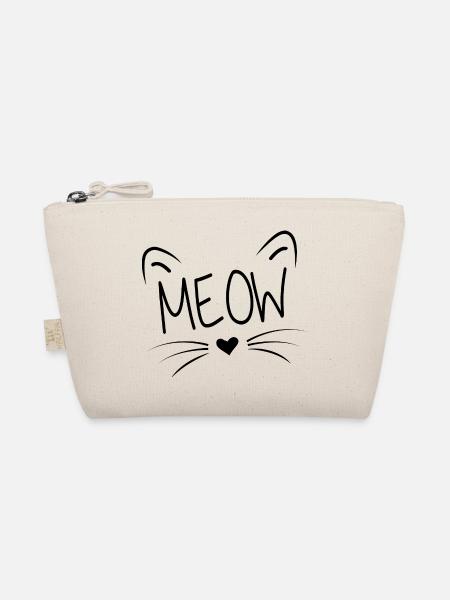 Katzen Design mit Text "MEOW" - Bio-Täschchen - Natur