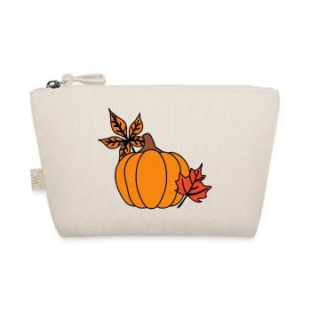 Herbstlicher Kürbis mit Blättern – Cozy Vibes - Bio-Täschchen - Natur - Vorne