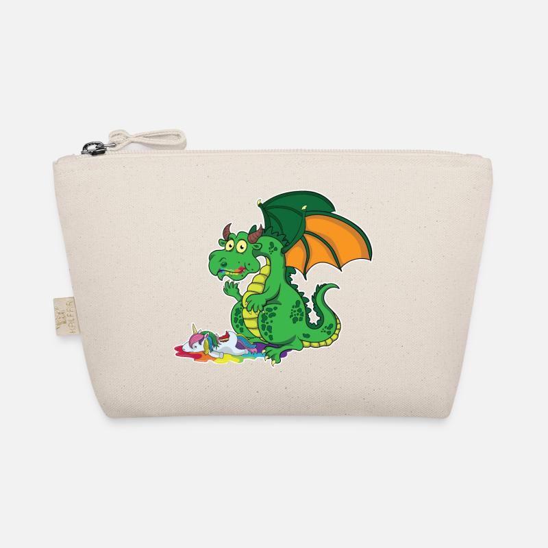 Lustiger Drache - Drache frisst Einhorn - Bio-Täschchen - Natur