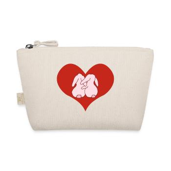 Lapins roses amoureux sur un cœur rouge - Trousse biologique - nature - Devant