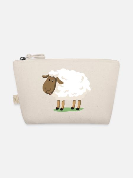 Weißes Schaf – niedliche Illustration für Kinder - Bio-Täschchen - Natur - Vorne