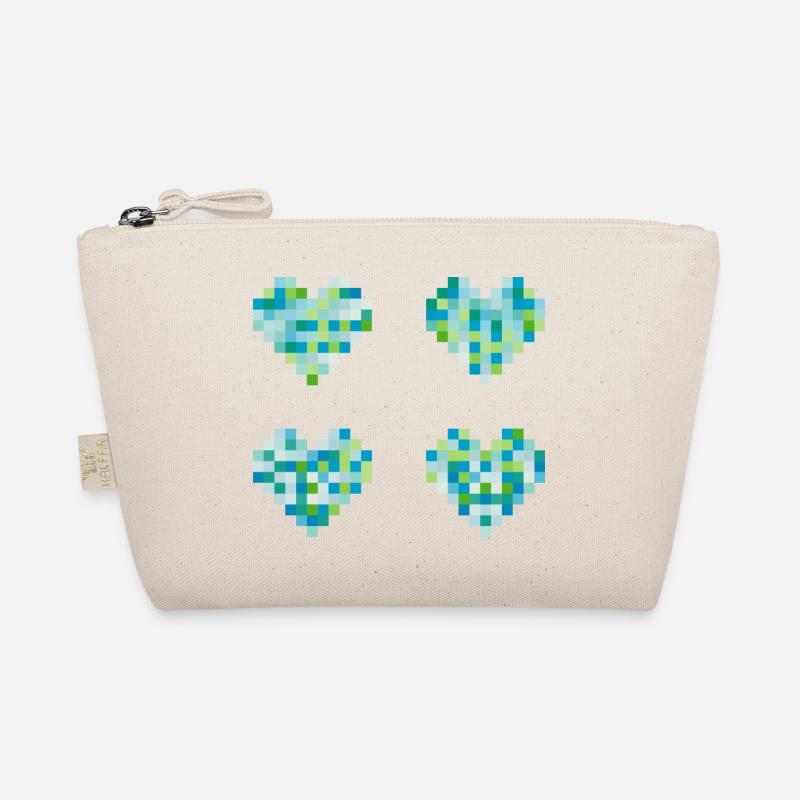 Cœurs 4 pixels - couleurs pastel néon - bleu - vert - Trousse biologique - nature
