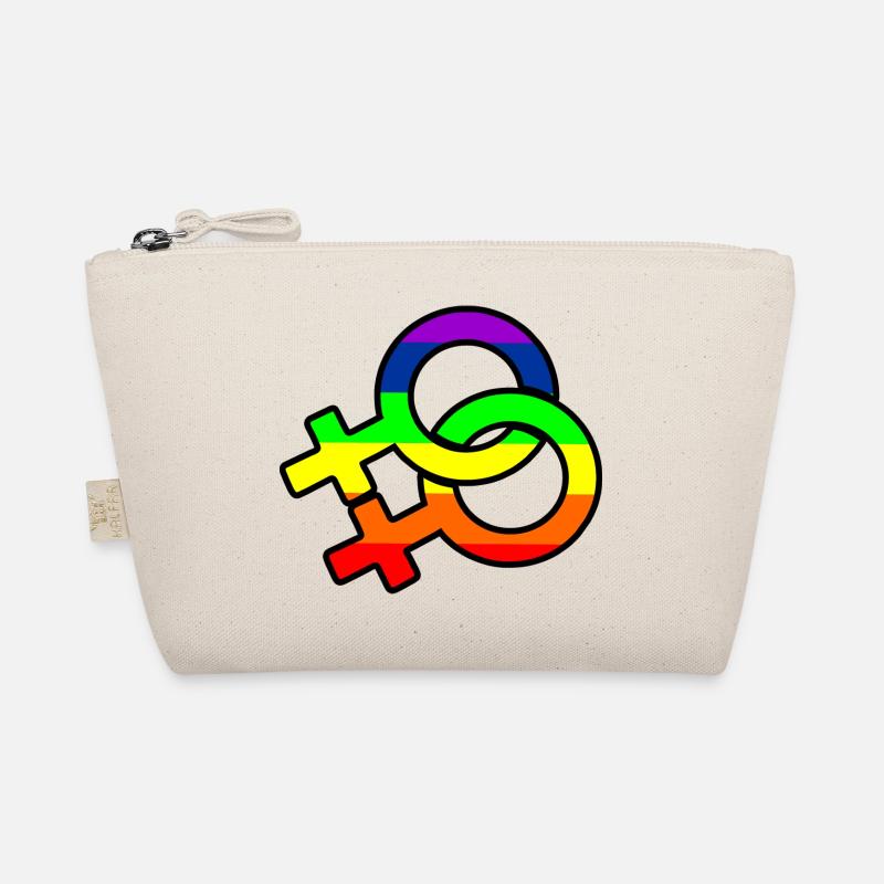 Gender-Lesben-Logo mit Regenbogen - Bio-Täschchen - Natur