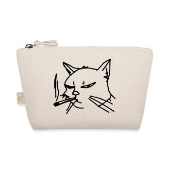Smoking Cat Line Art - Organic Pouch - nature - Front
