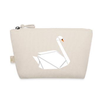Elegant Origami Swan: Artful T-Shirt - Organic Pouch - nature - Front