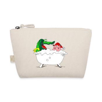 crocodile hippo bathtub christmas christmas - Organic Pouch - nature - Front