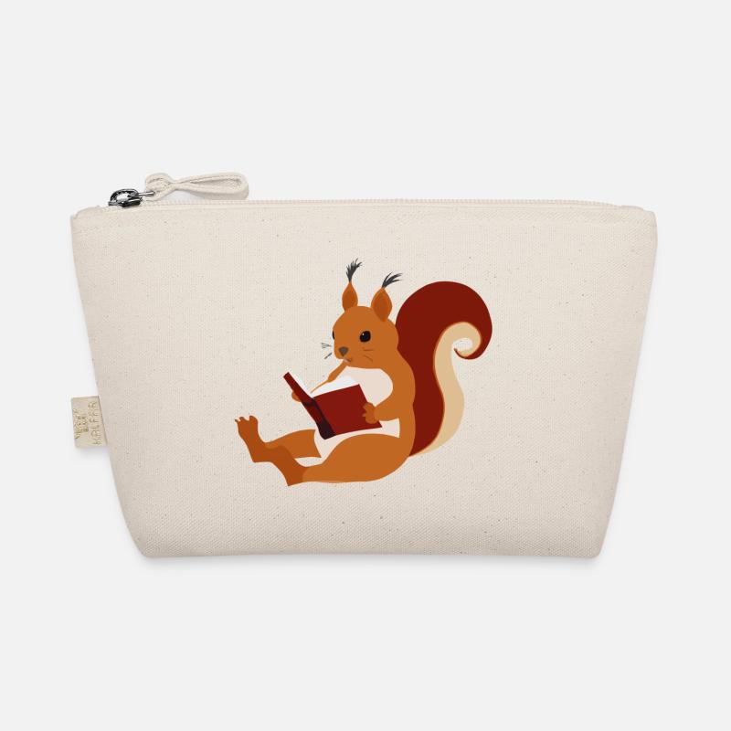 Squirrel Reads Book Illustration Gift Organic Pouch