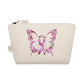 Ribbon Butterfly flower Breast Cancer Awareness - Organic Pouch - nature - Front