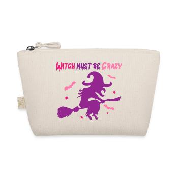 Halloween Crazy Witch Flies on Brooms - Organic Pouch - nature - Front