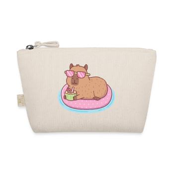 Lustiges Capybara chillt auf rosa Pool Float - Bio-Täschchen - Natur - Vorne