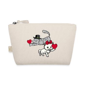 Herz Katzen Liebespaar Valentin Romantisch Katze - Bio-Täschchen - Natur - Vorne