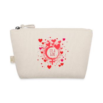 Its a girl, girl, mother, hearts, heart, child - Organic Pouch - nature - Front