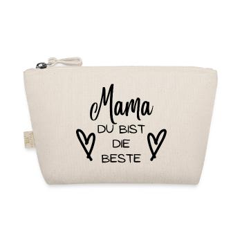 Mama du bist die Beste. Mamaspruch mit Herzchen. - Bio-Täschchen - Natur - Vorne