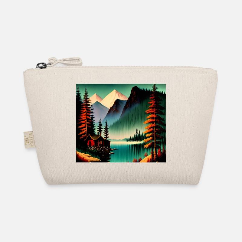 Retro Gebirge mit See - Bio-Täschchen - Natur