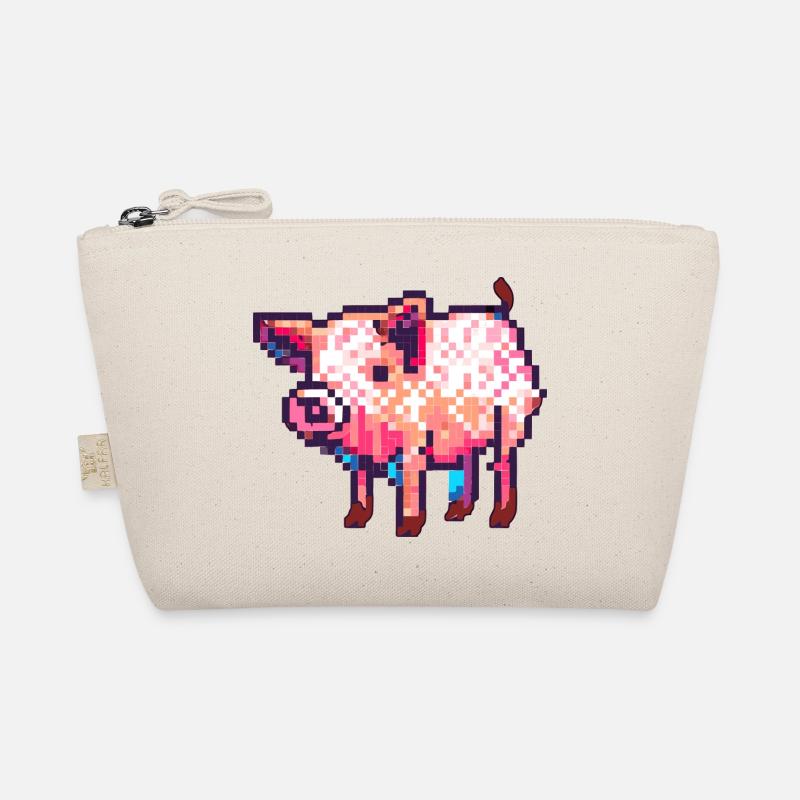 8 bit pig in retro pixel graphic Organic Pouch