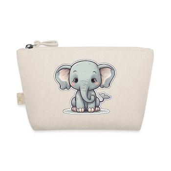 Whimsical Baby Elephant Charm - Organic Pouch - nature - Front