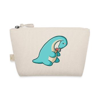 hugadino dino eats ice cream, cute dinosaur - Organic Pouch - nature - Front