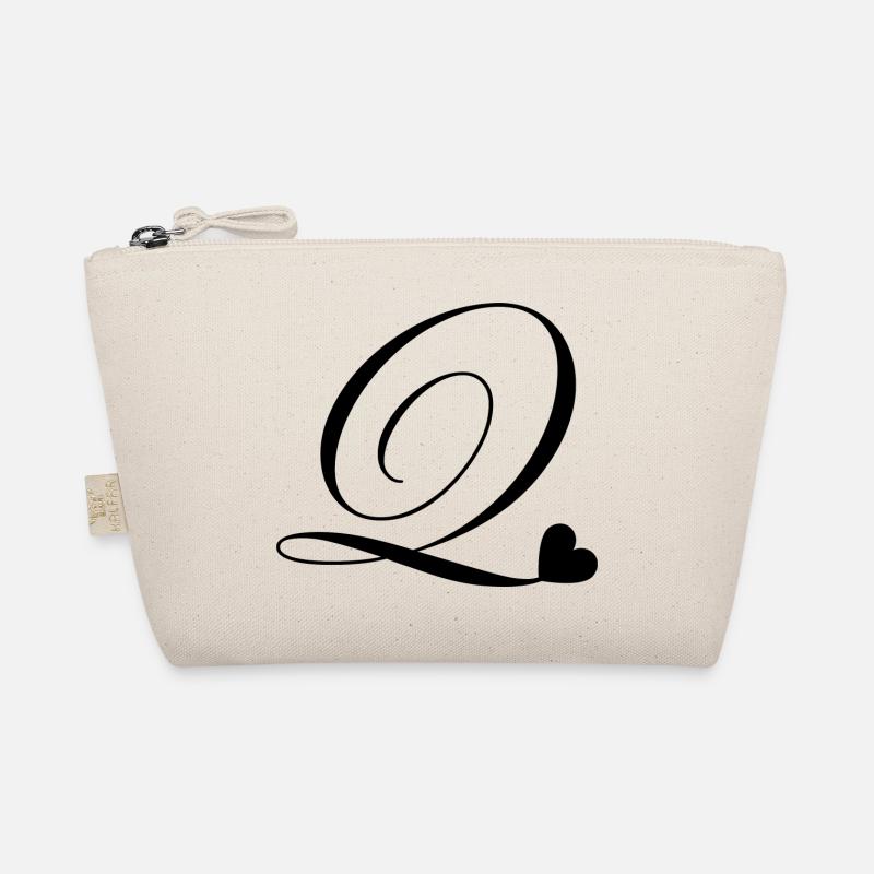 Buchstabe q Kalligraphie Herz Bio-Täschchen
