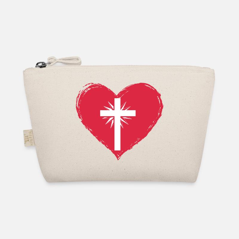heart cross - Bio-Täschchen - Natur