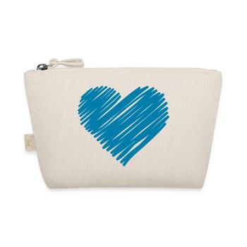 Blue Brush Heart - Organic Pouch - nature - Front