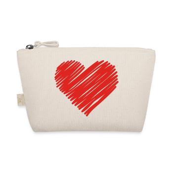 Red Sketch Heart Motif - Organic Pouch - nature - Front