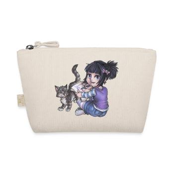 Niedliches Chibi Girl Mädchen mit Katze Gothic Fan - Bio-Täschchen - Natur - Vorne