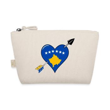 Kosovo Flagge Herz Liebe - Bio-Täschchen - Natur - Vorne