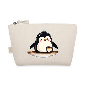 Niedlicher Pinguin mit Kaffee III - Bio-Täschchen - Natur - Vorne
