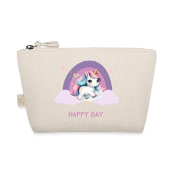 Happy day with a flying Unicorn in the rainbow - Organic Pouch - nature - Front