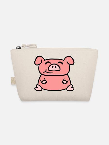 Assis Cochon Amour Petit Cochon Mignon - Trousse biologique - nature - Devant
