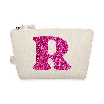 Glitzer rosa Buchstabe r - Bio-Täschchen - Natur - Vorne