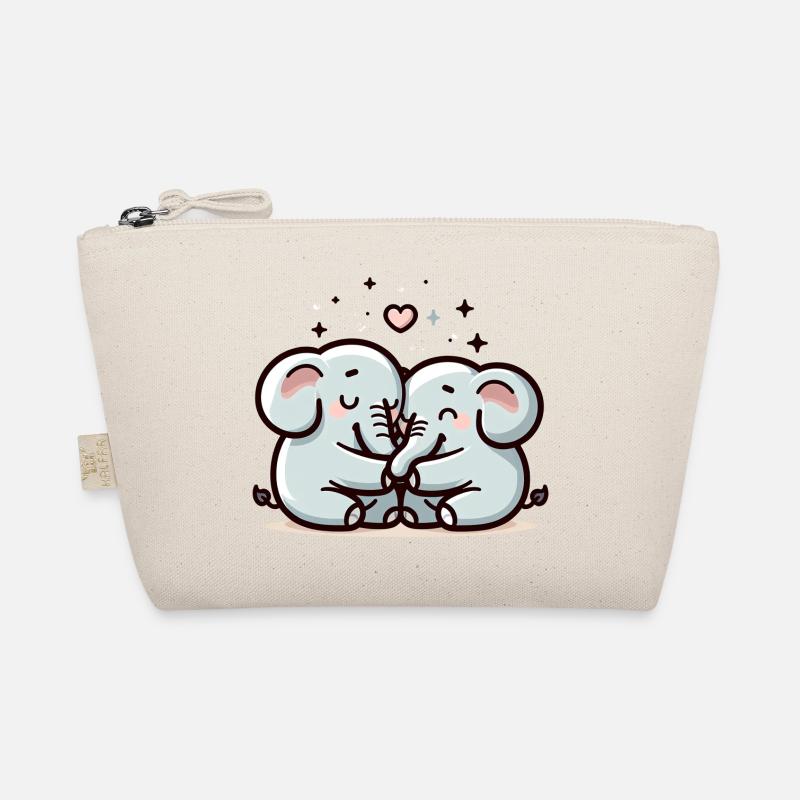 Two Elephants In Love Bio-Täschchen